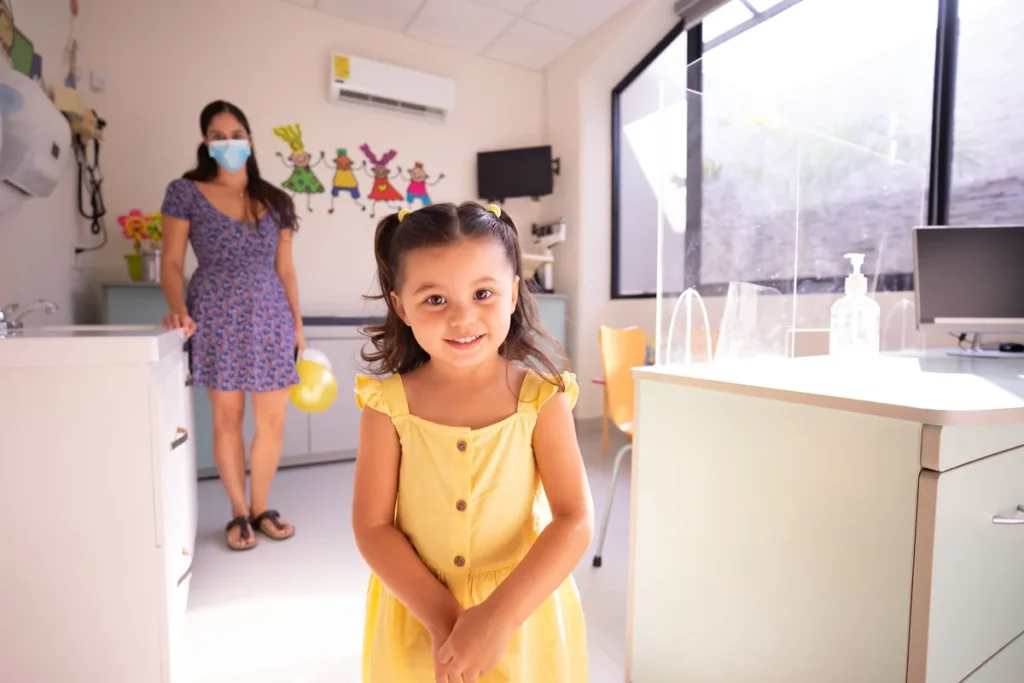 Parent and child at a new patient pediatric appointment